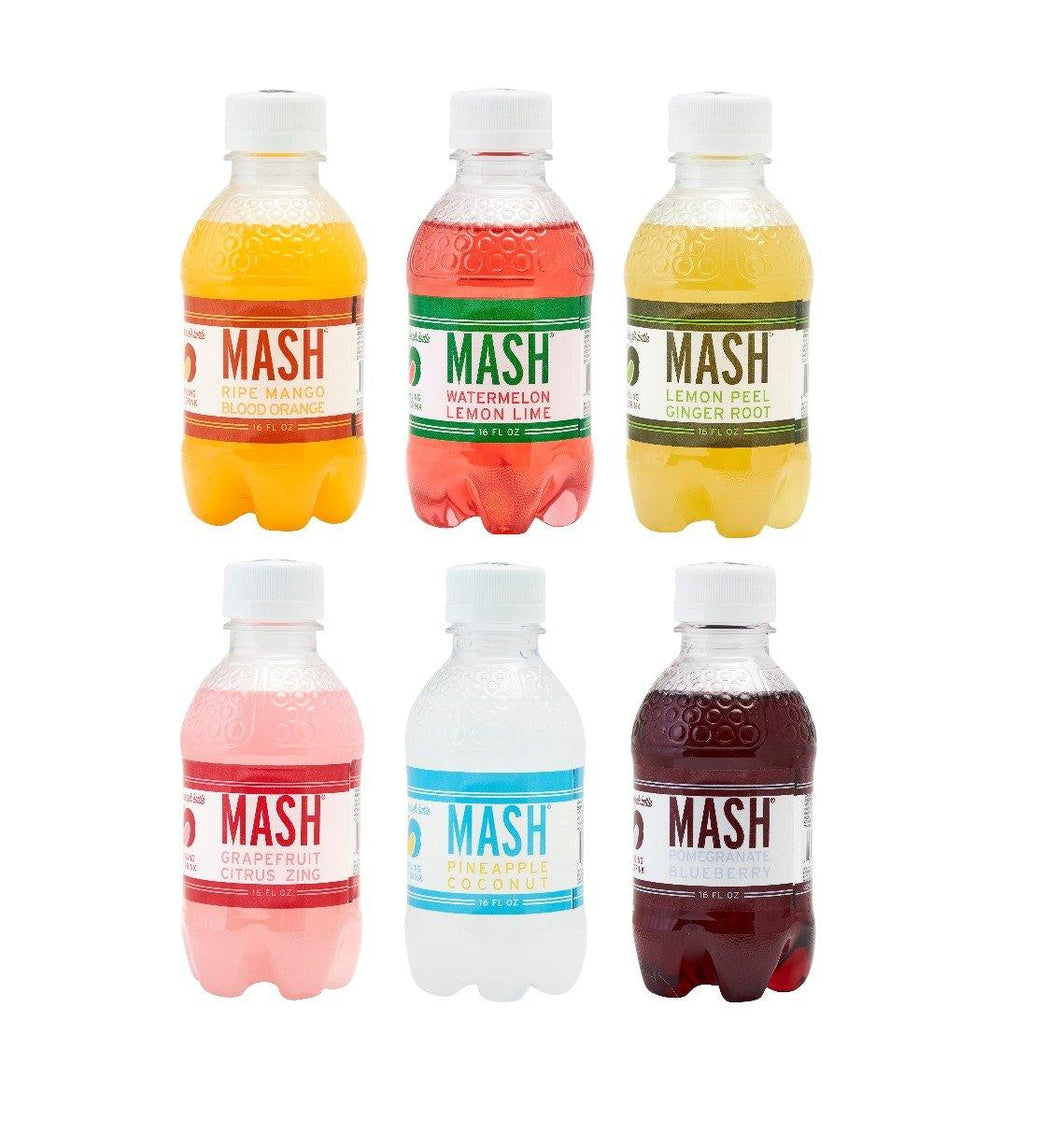 Mash 6 Flavor Variety  16 Oz Plastic Bottles (Pack of 12) - Oasis Snacks