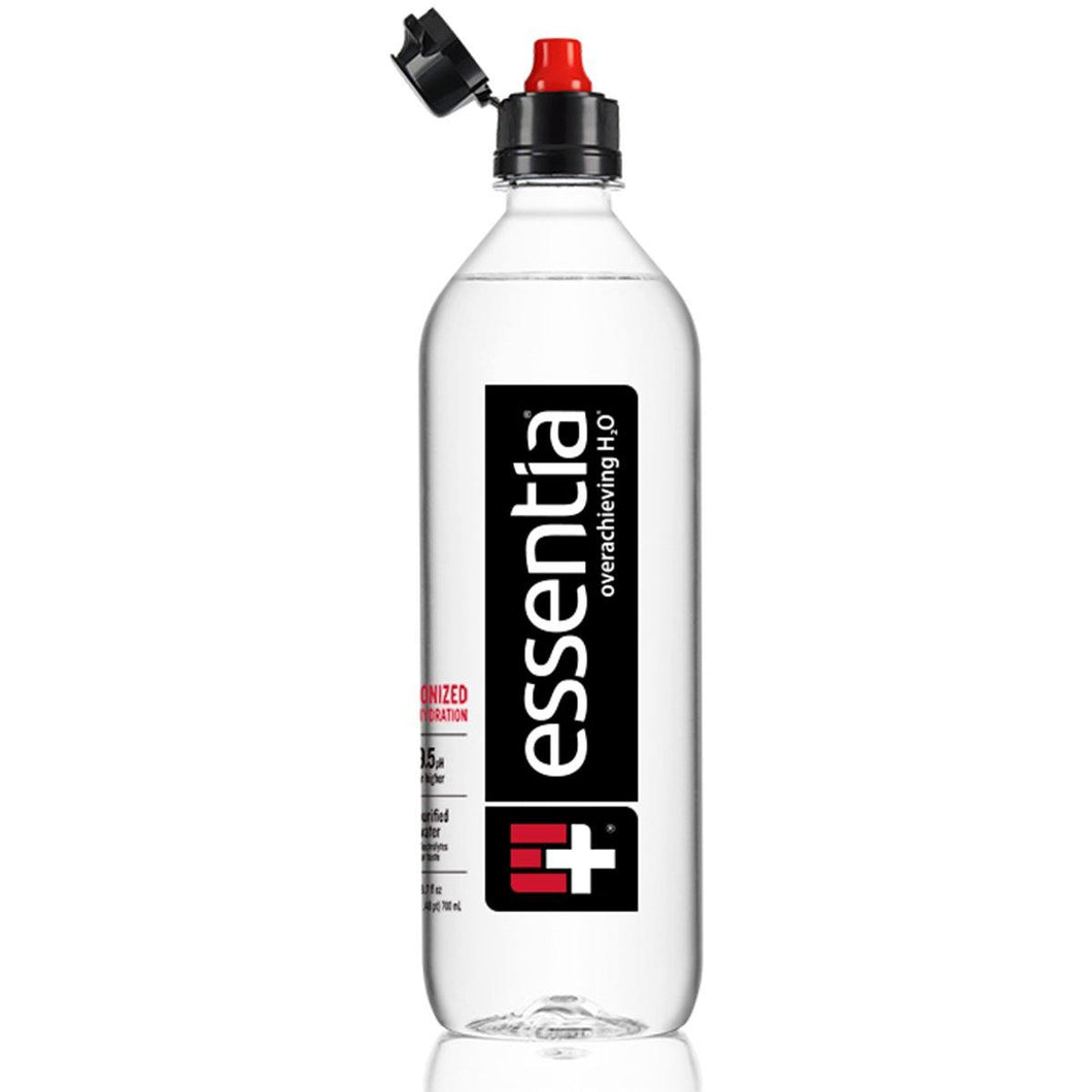 Essentia Ionized Alkaline 9.5 pH Bottled Water, 700 ml, Sport Cap (Pack of 24) - Oasis Snacks