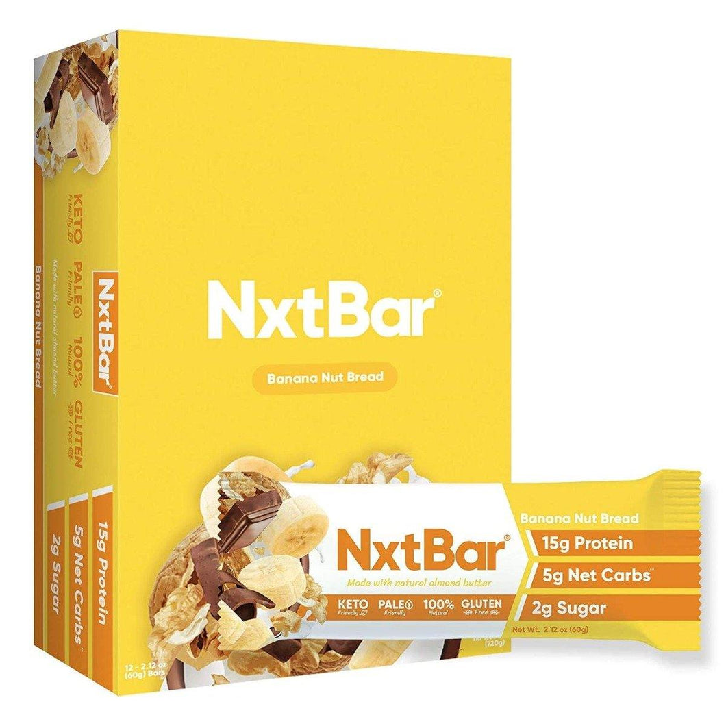 NxtBar Protein Bars, Banana Nut Bread, 2.12oz (Pack of 12) - Oasis Snacks