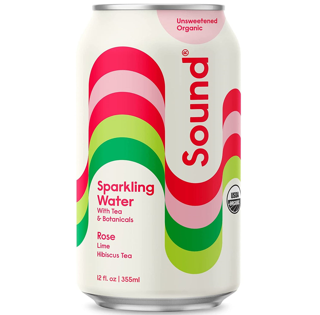 Sound Sparkling Water, Rose with Lime & Hibiscus Tea, 12oz (Pack of 12)