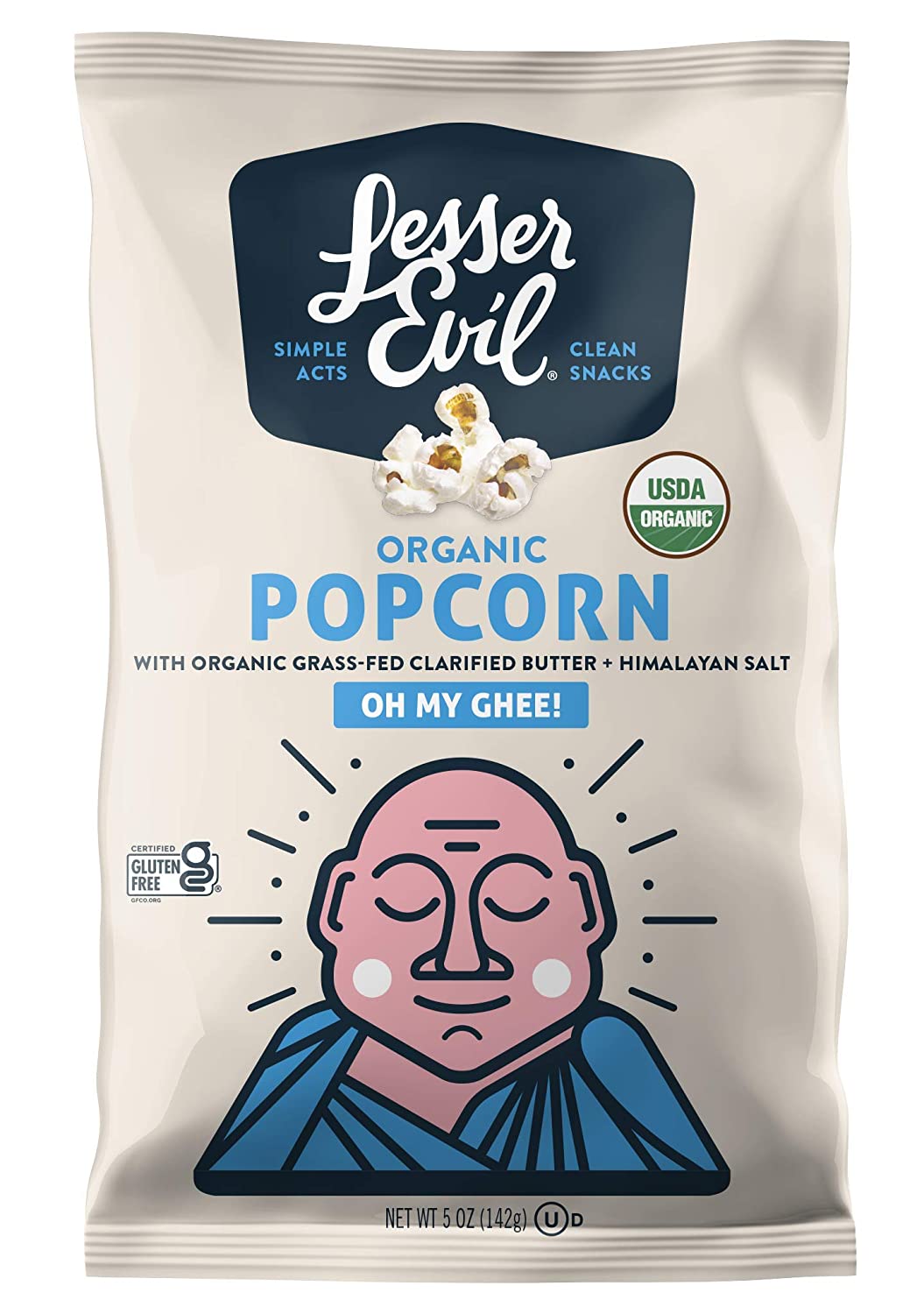 LesserEvil Organic Popcorn, Oh My Ghee!, 4.6oz