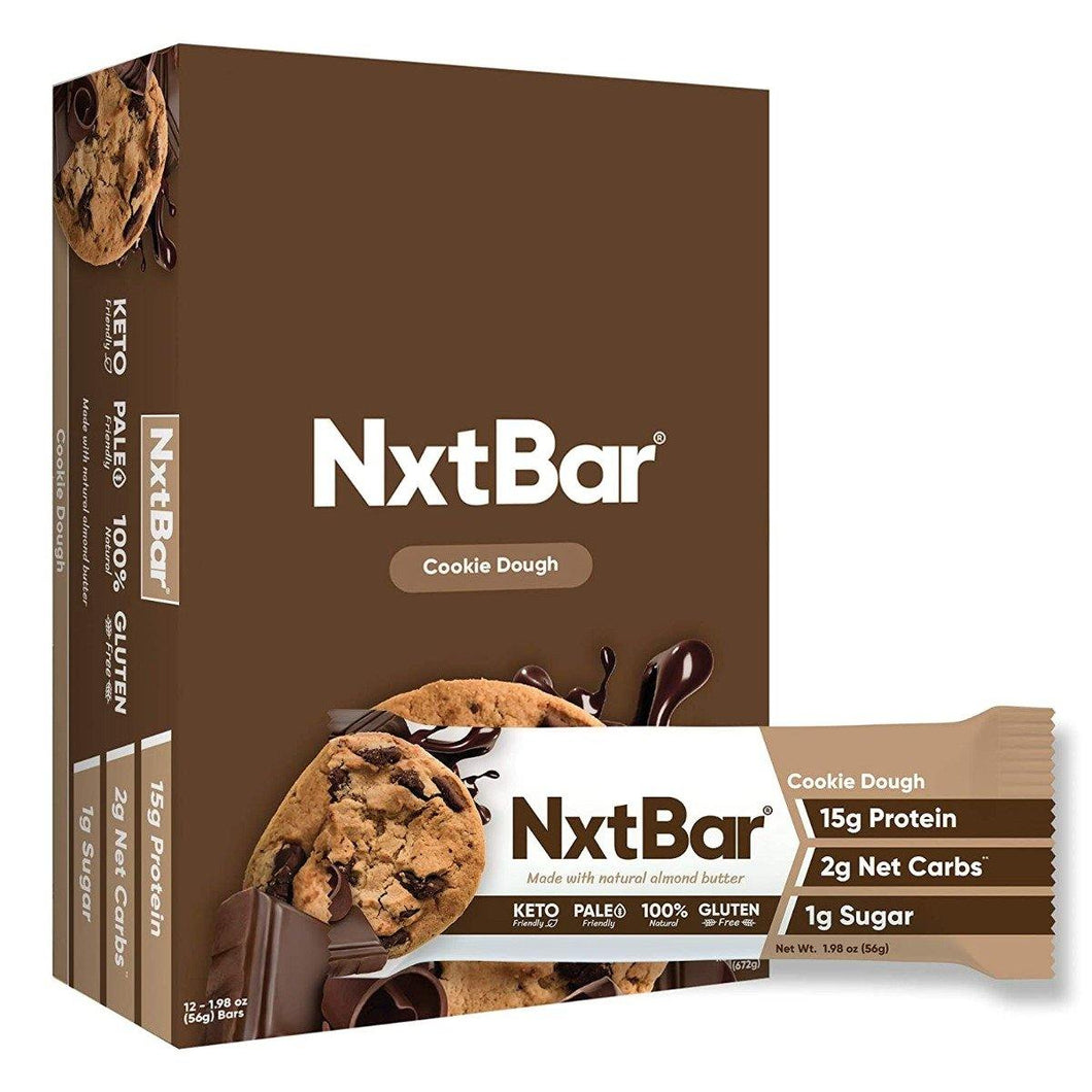 NxtBar Protein Bars, Cookie Dough, 1.98oz (Pack of 12) - Oasis Snacks