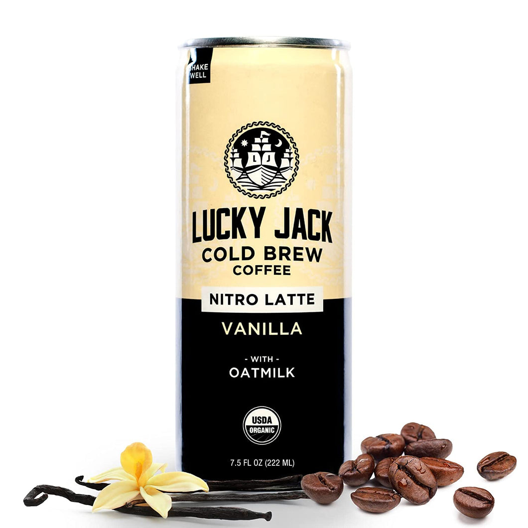 Lucky Jack Cold Brew Coffee, Vanilla with Oatmilk, 7.5oz (Pack of 12)