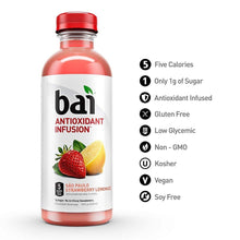 Load image into Gallery viewer, Bai Flavored Water, São Paulo Strawberry Lemonade, Antioxidant Infused Drinks, 18 fl oz (Pack of 12) - Oasis Snacks
