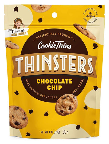 Mrs. Thinster's Cookie Thins, Chocolate Chip, 4 Ounce (Pack of 12) - Oasis Snacks