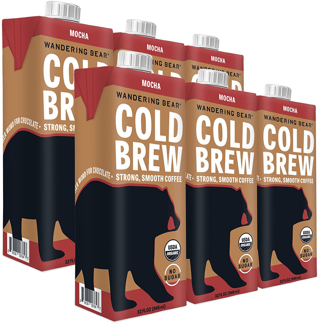 Wandering Bear Cold Brew Coffee, Mocha, 32oz - Multi-Pack