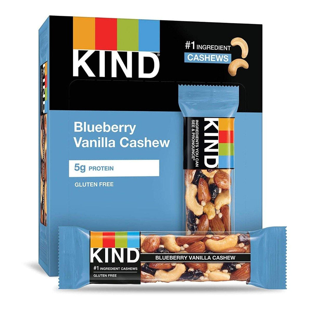 KIND Bars, Blueberry Vanilla Cashew, 1.4oz (Pack of 12) - Oasis Snacks