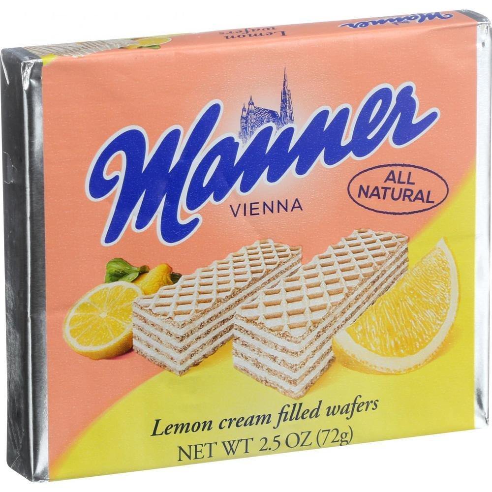 Manner Cream Filled Wafers, Lemon, 2.54oz (Pack of 12) - Oasis Snacks