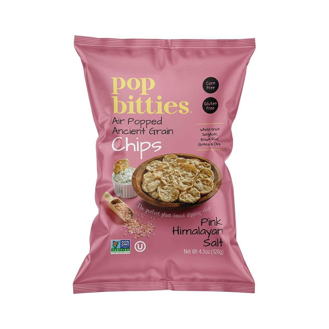 Pop Bitties Ancient Grain Chips, Pink Himalayan Salt, 4.5oz (Pack of 4) - Oasis Snacks