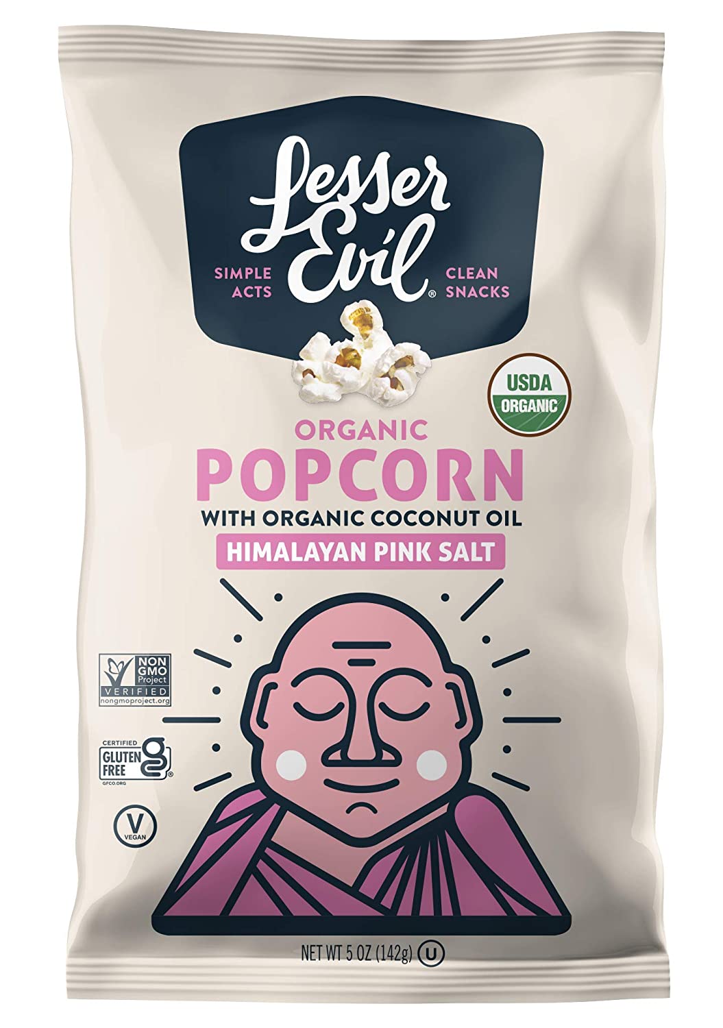 LesserEvil Organic Popcorn, Himalayan Pink Salt, 5oz