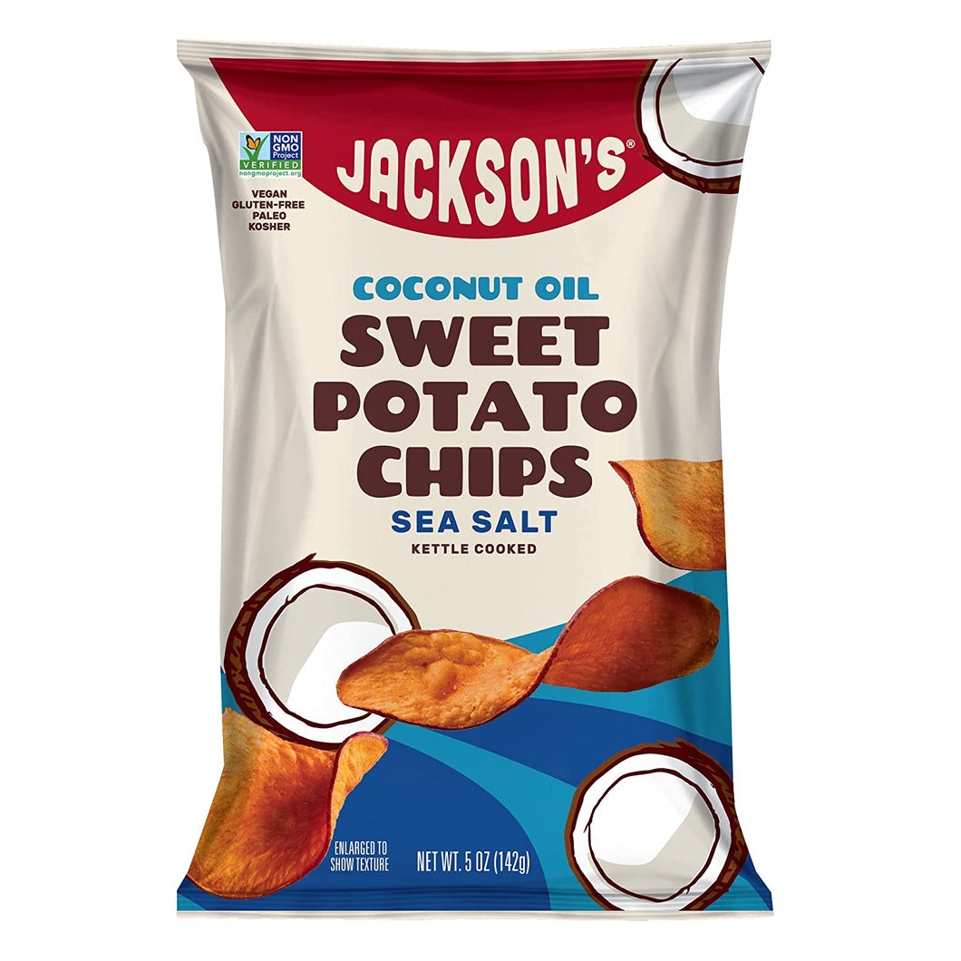 Jackson’s Sweet Potato Kettle Chips, Coconut Oil + Sea Salt, 5oz (Pack of 12)