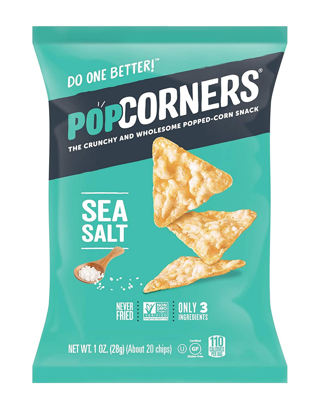 Popcorners Chips, Sea Salt, 1oz (Pack of 40)