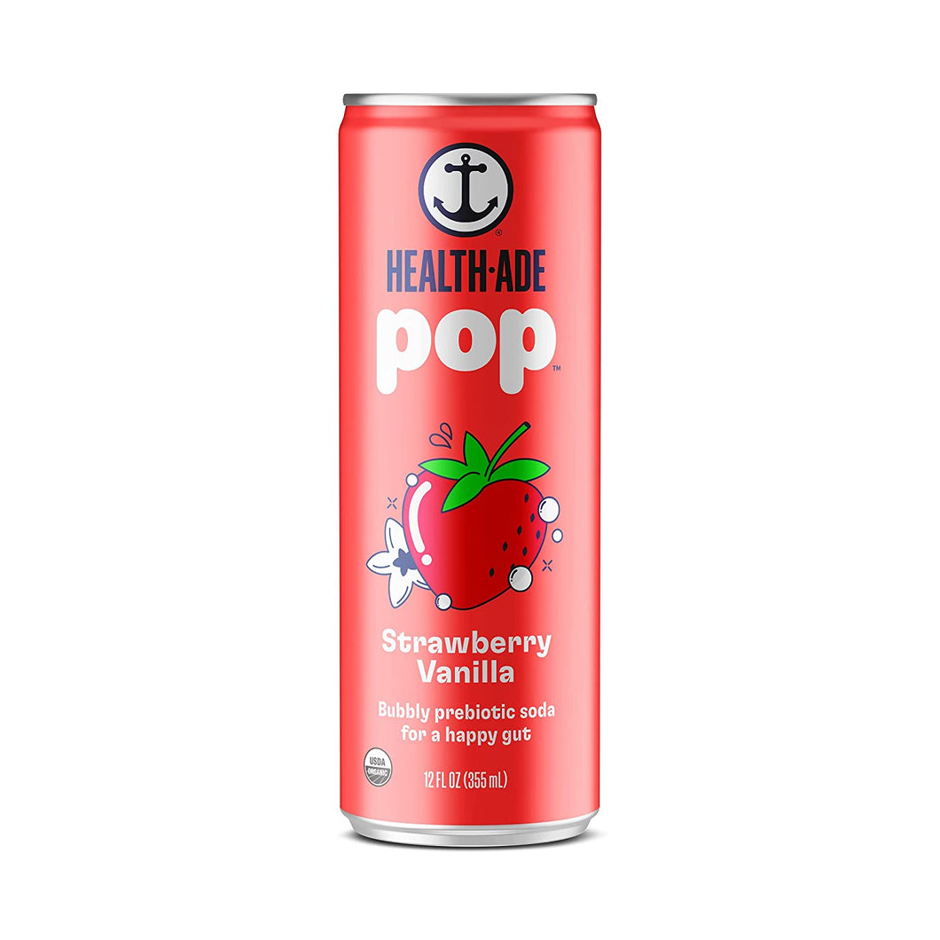 Health-Ade Prebiotic Pop Soda, Strawberry Vanilla, 12oz (Pack of 12)