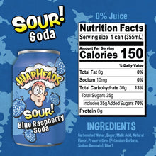 Load image into Gallery viewer, WARHEADS Soda, Sour Blue Raspberry, 12oz (Pack of 12)
