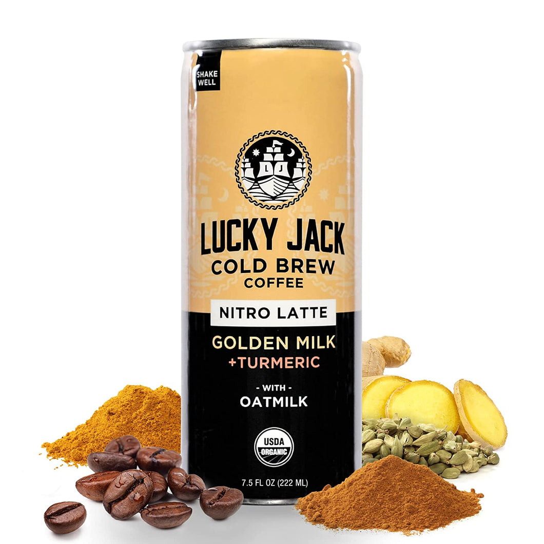 Lucky Jack Cold Brew Coffee, Golden Milk & Turmeric with Oatmilk, 7.5oz (Pack of 12)