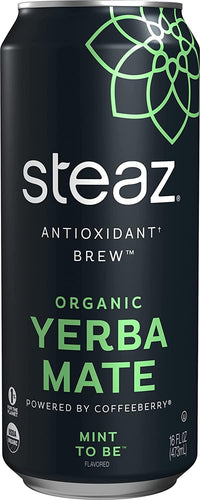 Steaz Organic Yerba Mate Tea, Mint to Be, 16oz (Pack of 12) - Oasis Snacks