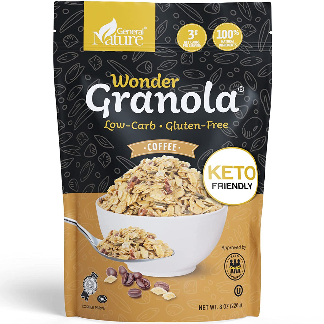 General Nature Low Carb, Keto Friendly Granola Cereal, Coffee, 8oz - Multi-Pack