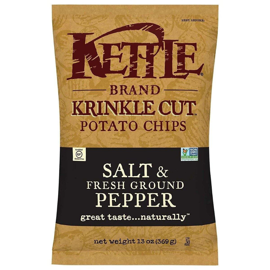 Kettle Brand Potato Chips, Krinkle Cut, Salt and Pepper, 2 Ounce, (Pack of 24) - Oasis Snacks