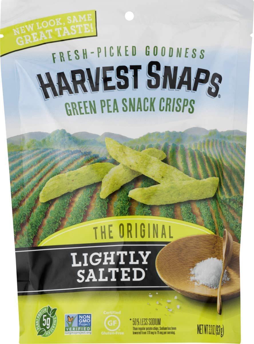 Harvest Snaps Green Pea Snack Crisps, Lightly Salted, 3.3oz (Pack of 12) - Oasis Snacks
