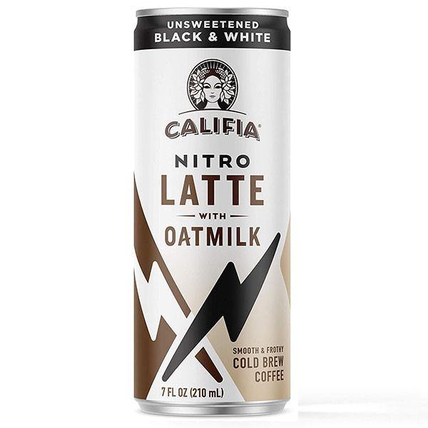 Califia Nitro Cold Brew Oat Milk Latte Coffee, Unsweetened Black & White, 7oz (Pack of 12) - Oasis Snacks