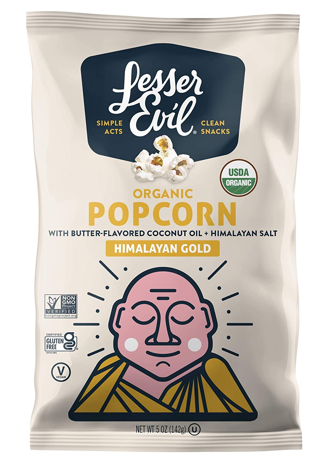 LesserEvil Organic Popcorn, Himalayan Gold, 5oz