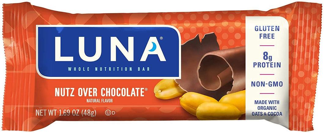 Luna Bar, Nutz Over Chocolate, 1.69oz (Pack of 15) - Oasis Snacks