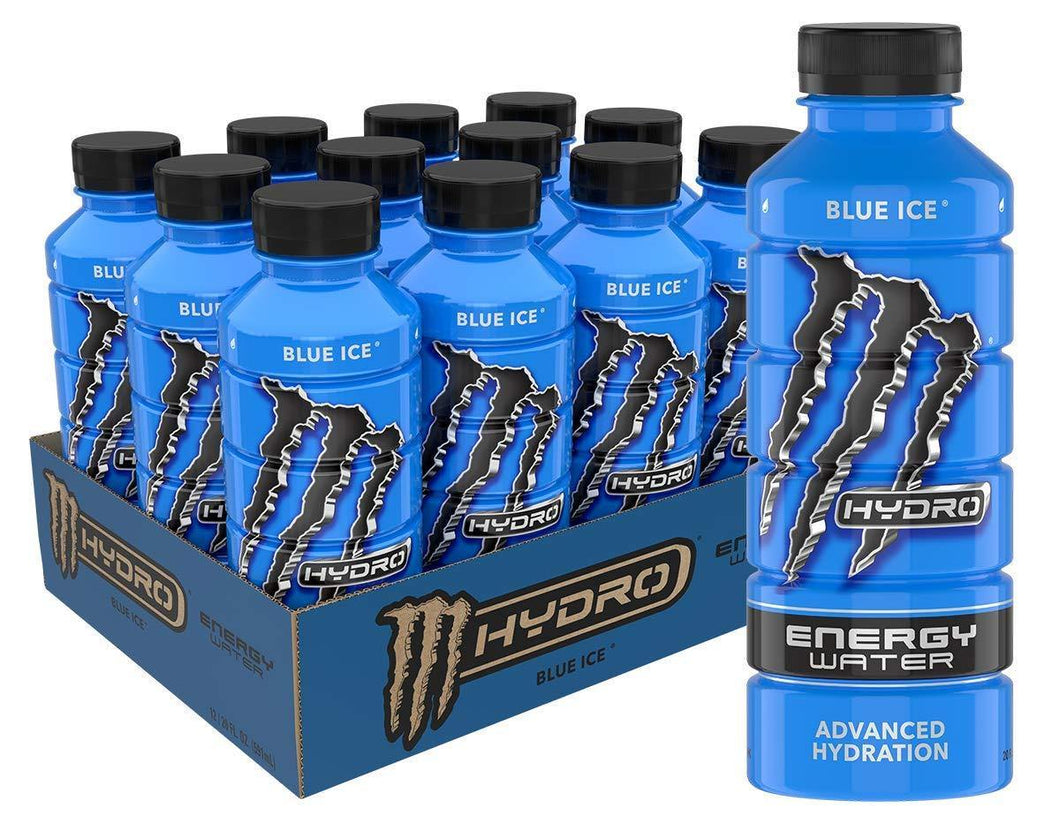 Monster Hydro Energy Drink, Blue Ice, 20oz (Pack of 12) - Oasis Snacks