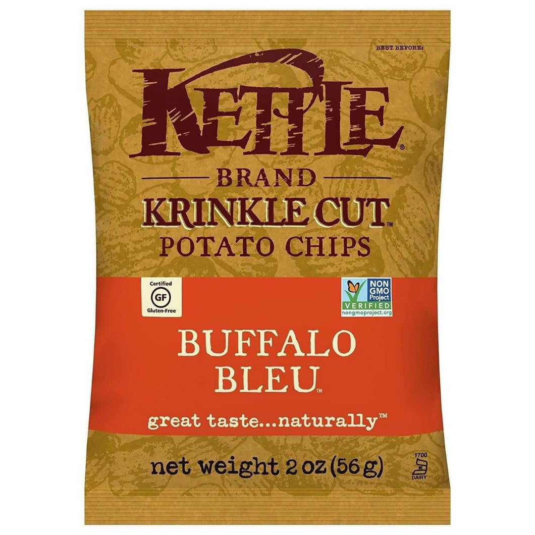 Kettle Brand Krinkle Cut Potato Chips, Buffalo Bleu, 2 Ounce (Pack of 24) - Oasis Snacks