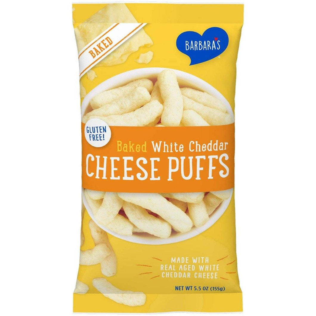 Barbara's Cheese Puffs, Baked White Cheddar, 5.5oz (Pack of 12) - Oasis Snacks