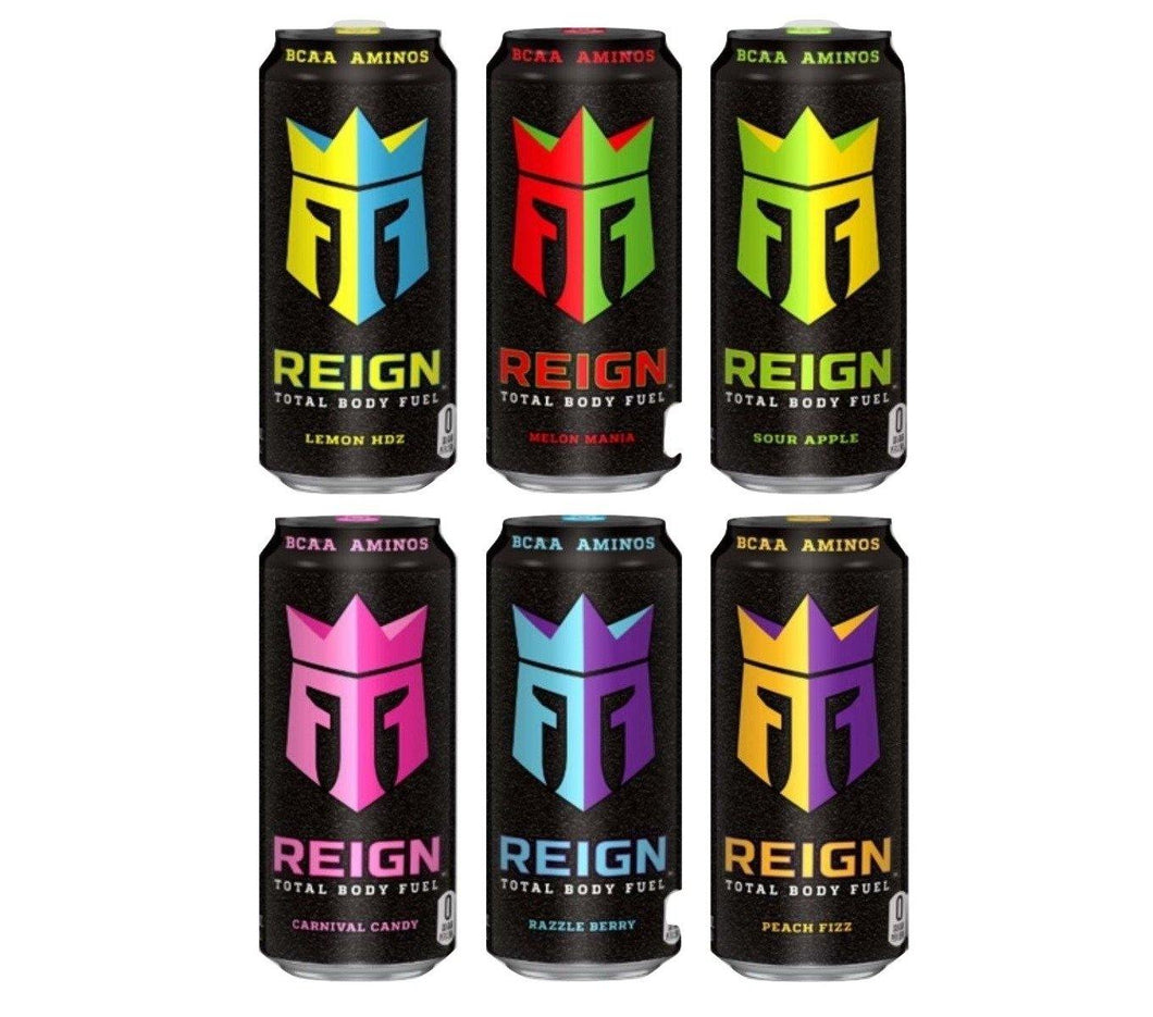 Reign Total Body Fuel Energy Drink, 6 Flavor Variety Pack, 16 oz (Pack of 12) - Oasis Snacks