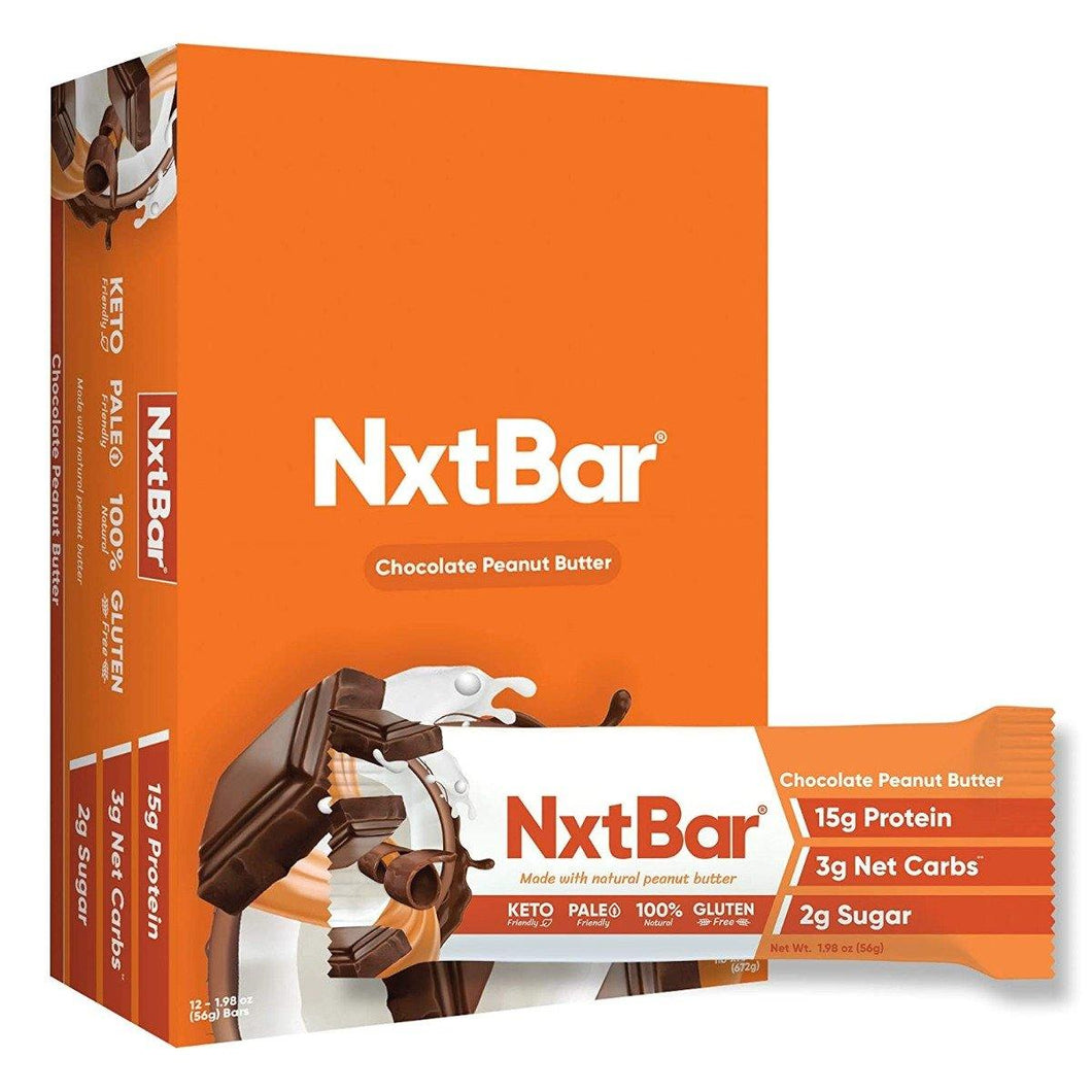 NxtBar Protein Bars, Chocolate Peanut Butter, 1.98oz (Pack of 12) - Oasis Snacks