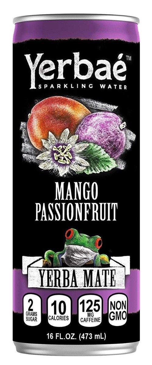 Yerbaé Enhanced Sparkling Water Yerba Mate Drink, Mango Passion Fruit, 16 oz (Pack of 12) - Oasis Snacks