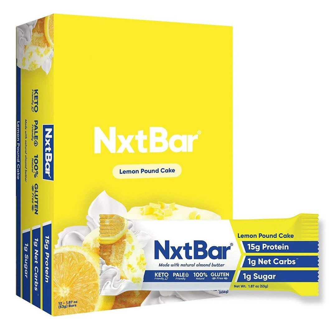 NxtBar Protein Bars, Lemon Pound Cake, 1.87oz (Pack of 12) - Oasis Snacks