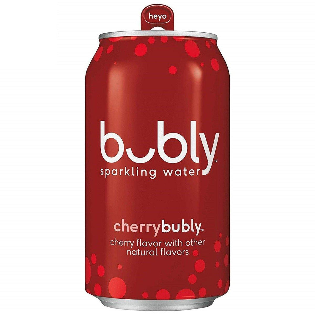 Bubly Flavored Sparkling Water, Cherry, 12 oz Cans (Pack of 12) - Oasis Snacks