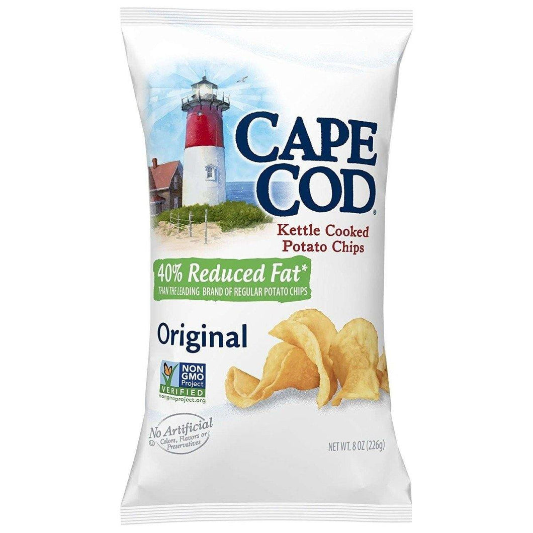 Cape Cod Reduced Fat Potato Chips, Original, 8 Ounce (Pack of 12) - Oasis Snacks