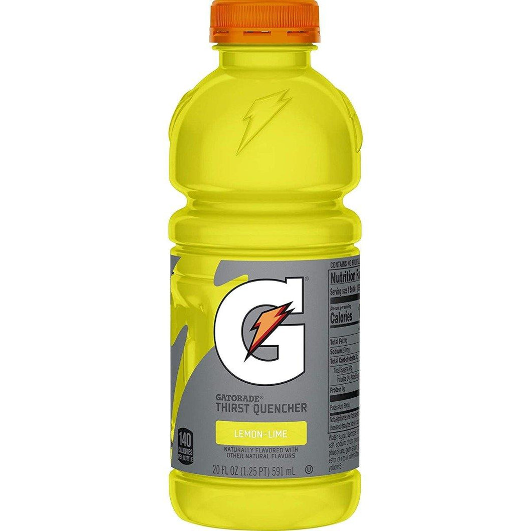 Gatorade Thirst Quencher, Lemon-Lime, 20oz  (Pack of 12) - Oasis Snacks