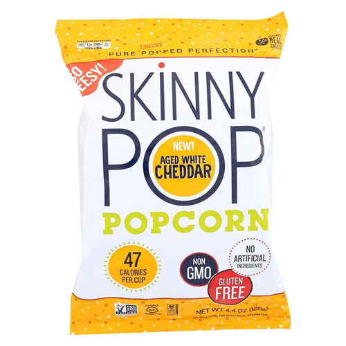 SKINNYPOP Popcorn, Aged White Cheddar, 4.4 OZ (Pack of 12) - Oasis Snacks