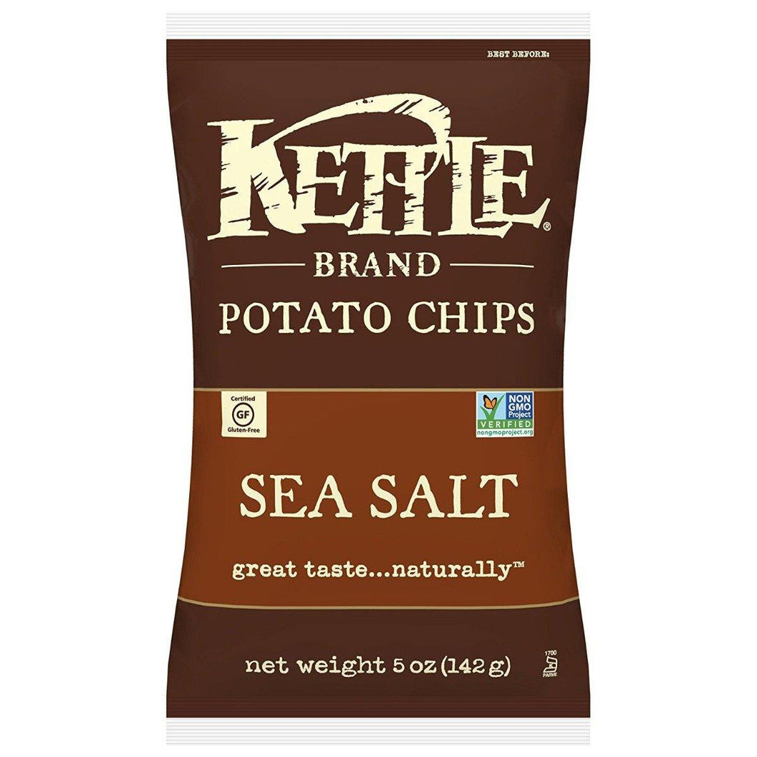 Kettle Brand Potato Chips, Sea Salt, 5 Ounce (Pack of 15) - Oasis Snacks