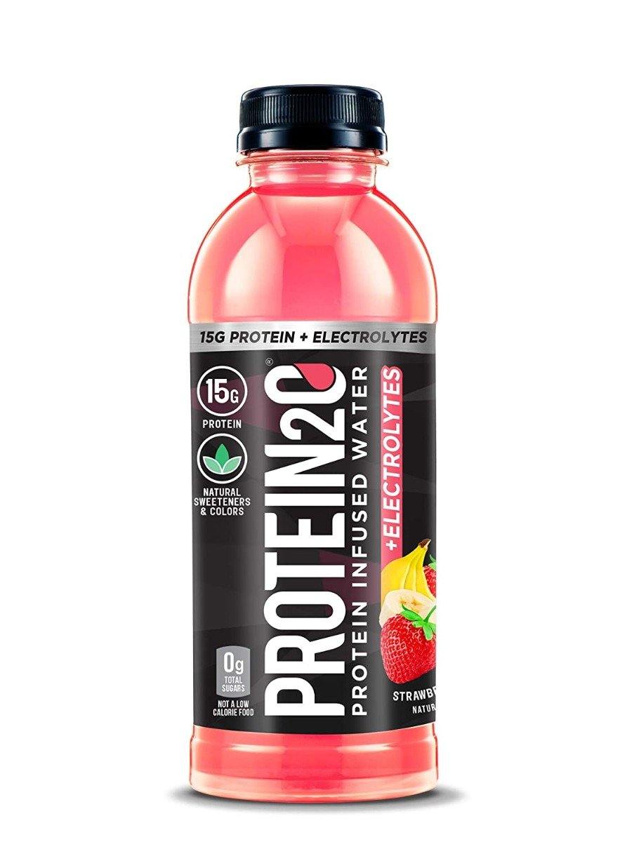 Protein2o + Electrolytes Protein Infused Water, Strawberry Banana, 16.9oz (Pack of 12) - Oasis Snacks