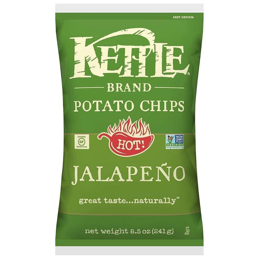 Kettle Brand Potato Chips, Jalapeno, 8.5 Ounce Bag (Pack of 12) - Oasis Snacks