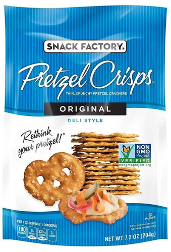 Snack Factory Pretzel Crisps, Original, 7.2 Ounce Bags (Pack of 12) - Oasis Snacks