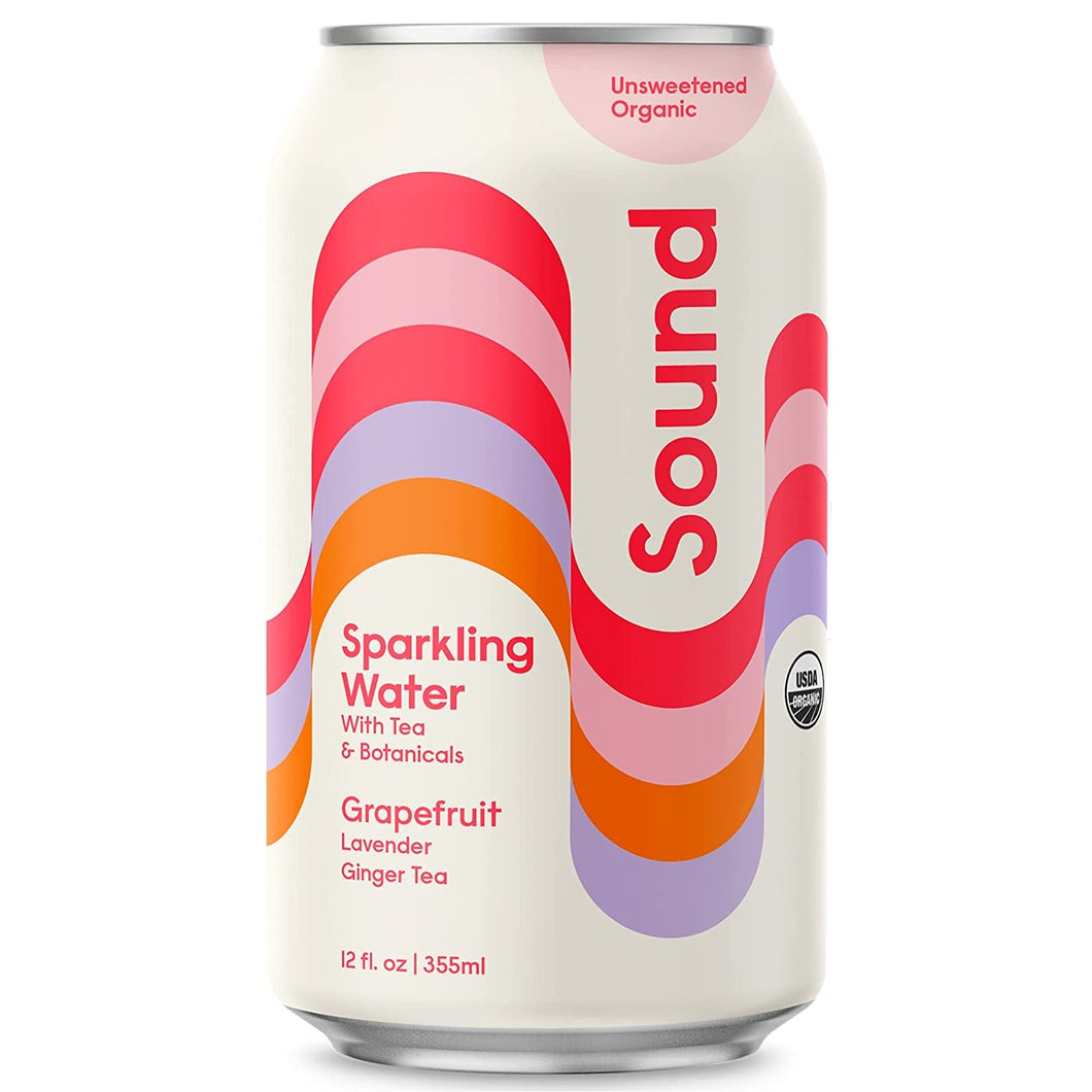 Sound Sparkling Water, Grapefruit with Lavender & Ginger Tea, 12oz (Pack of 12)