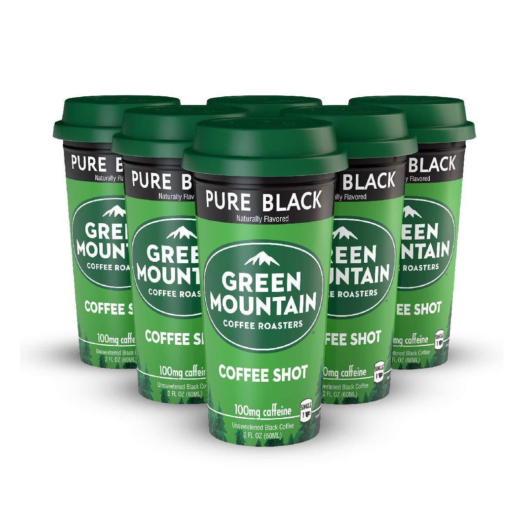 FORTO Green Mountain Coffee Roasters Coffee Shots, Pure Black, 2 Fl Oz (Pack of 6) - Oasis Snacks