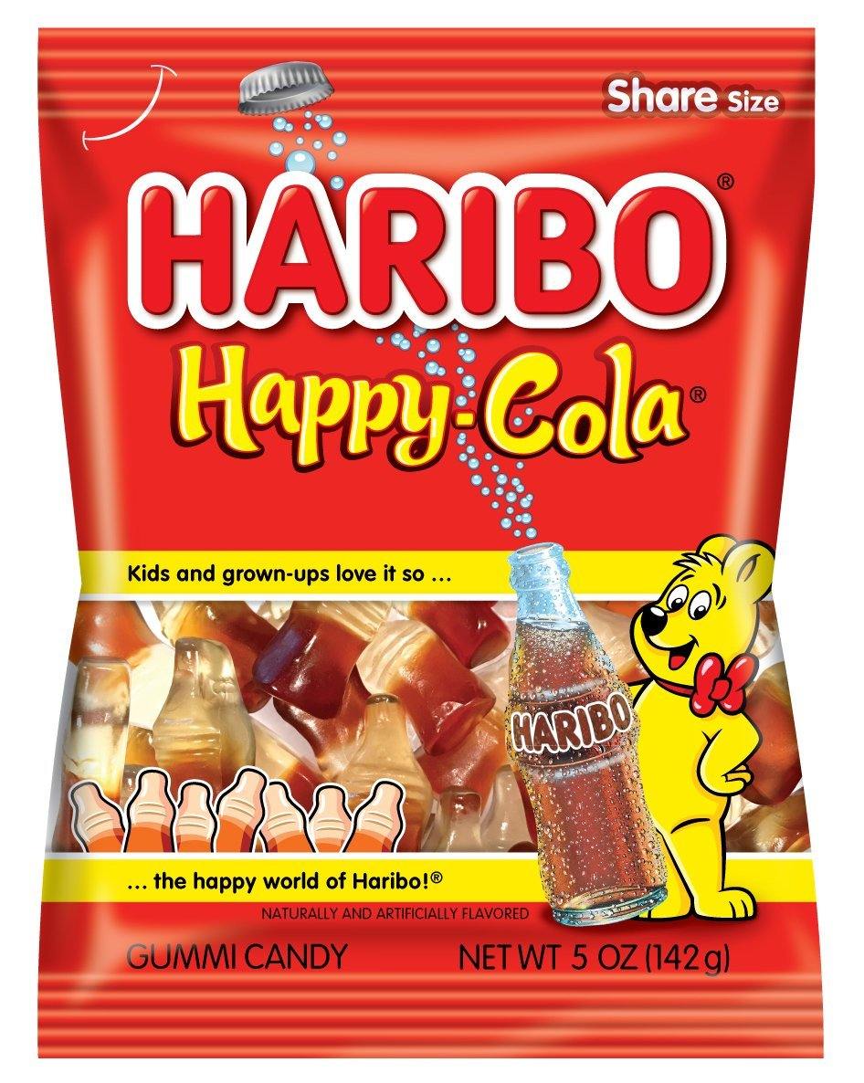 Haribo Gummi Candy, Happy Cola, 5oz Bags (Pack of 12) - Oasis Snacks