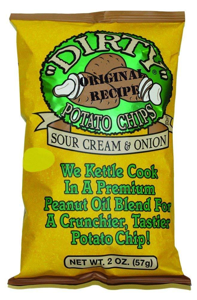 Dirty Sour Cream Potato Chips, 2 Ounce Bags (Pack of 25) - Oasis Snacks