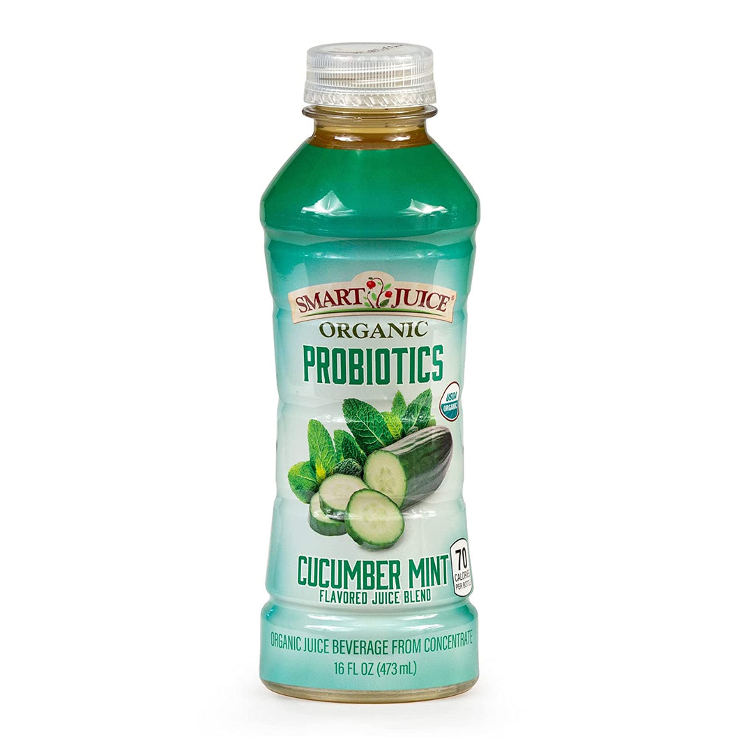 Smart Juice Organic Probiotic Beverage, Cucumber Mint, 16oz (Pack of 12)