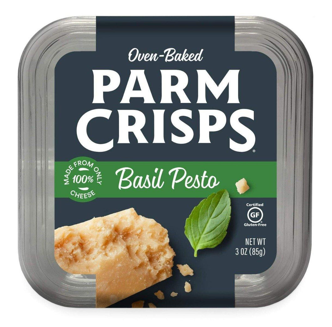 ParmCrisps Basil Pesto Flavor, Gourmet Snack , 3 oz Tubs (Pack of 12) - Oasis Snacks