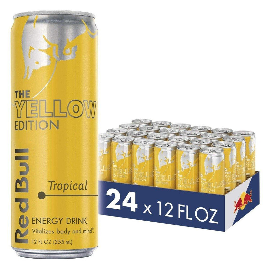 Red Bull Yellow Edition, Tropical Energy Drink, 12 Fl Oz (Pack of 24) - Oasis Snacks