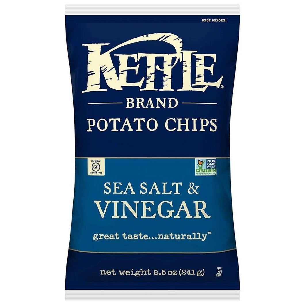 Kettle Brand Potato Chips, Sea Salt and Vinegar, 8.5 Ounce (Pack of 12) - Oasis Snacks