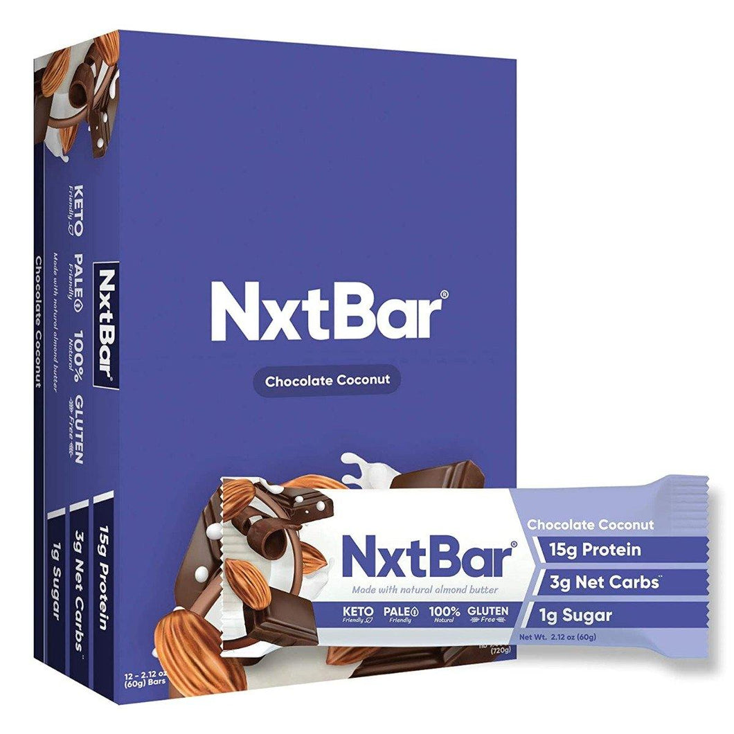 NxtBar Protein Bars, Chocolate Coconut, 2.12oz (Pack of 12) - Oasis Snacks